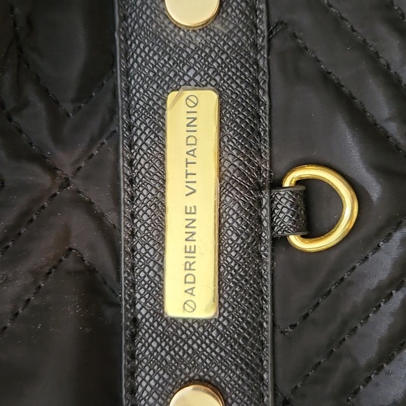 Adrienne Vittadini Black Quilted Backpack with Gold Accents main image 11